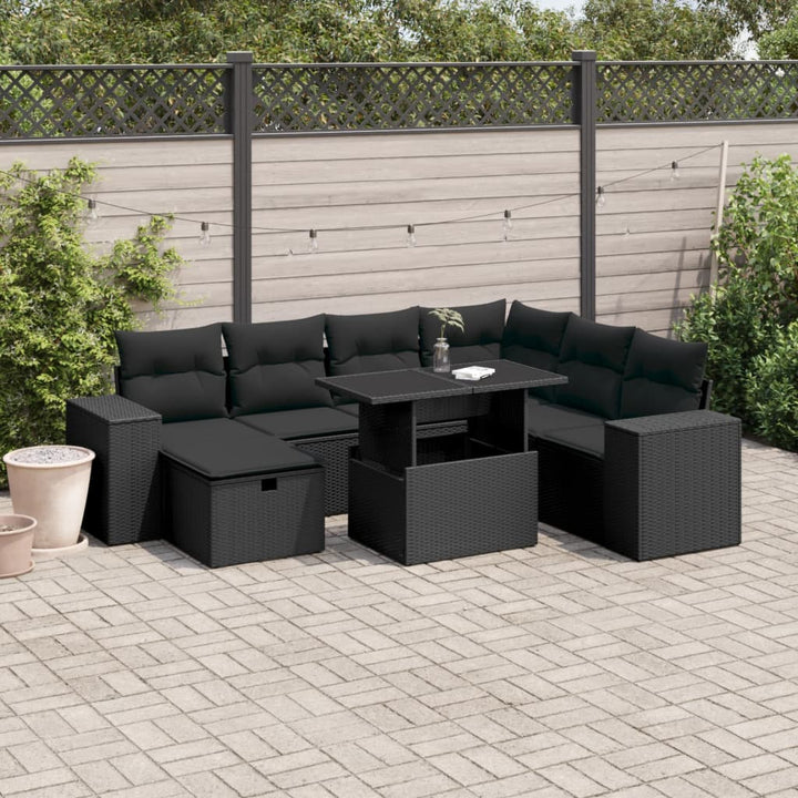 Set Canapele De Grădină, 8 Piese, Cu Perne, Bej, Poliratan