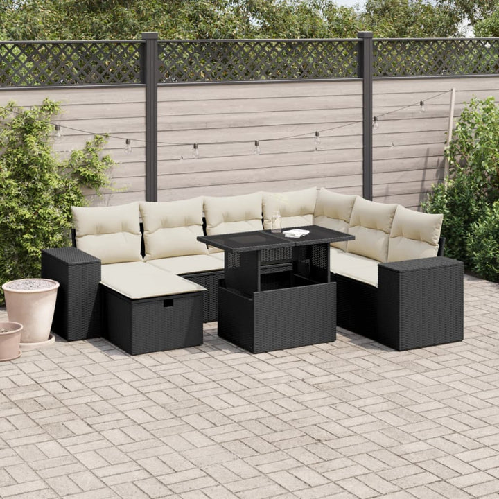 Set Canapele De Grădină, 8 Piese, Cu Perne, Bej, Poliratan