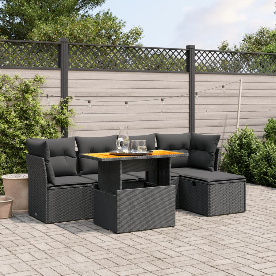 Set Mobilier De Grădină Cu Perne, 6 Piese, , Poliratan