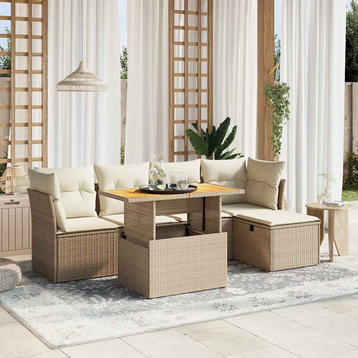 Set Mobilier De Grădină Cu Perne, 6 Piese, , Poliratan
