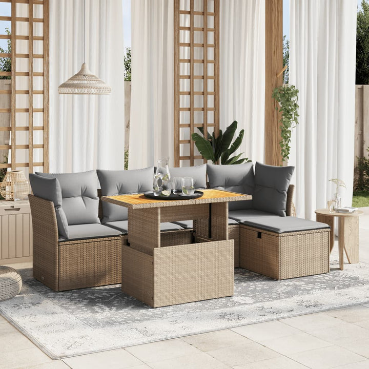Set Mobilier De Grădină Cu Perne, 6 Piese, , Poliratan