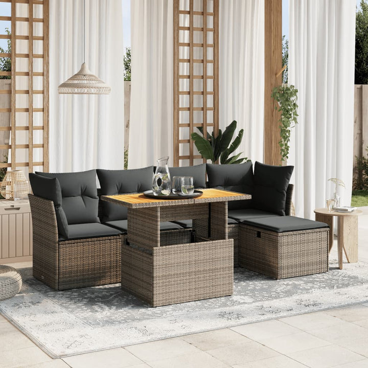 Set Mobilier De Grădină Cu Perne, 6 Piese, , Poliratan