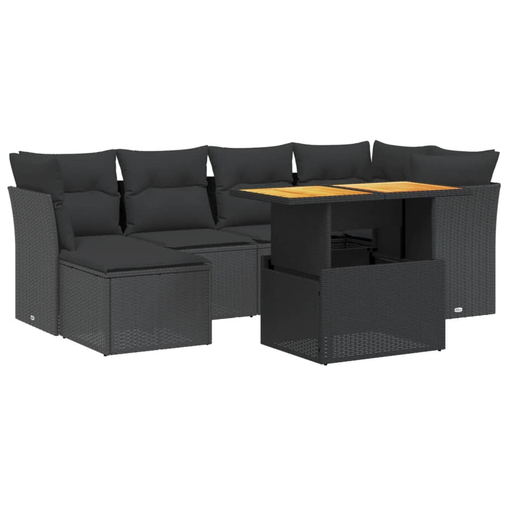 Set Canapele De Grădină Cu Perne, 7 Piese, , Poliratan