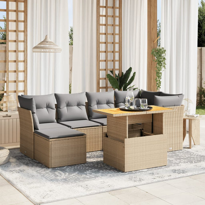 Set Canapele De Grădină Cu Perne, 7 Piese, , Poliratan