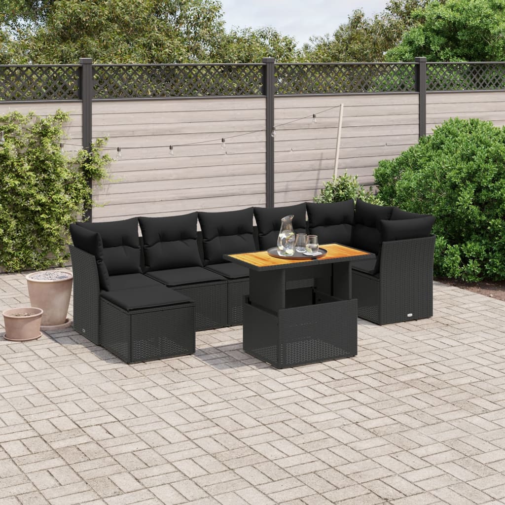 Set Canapele De Grădină Cu Perne, 8 Piese, Gri, Poliratan