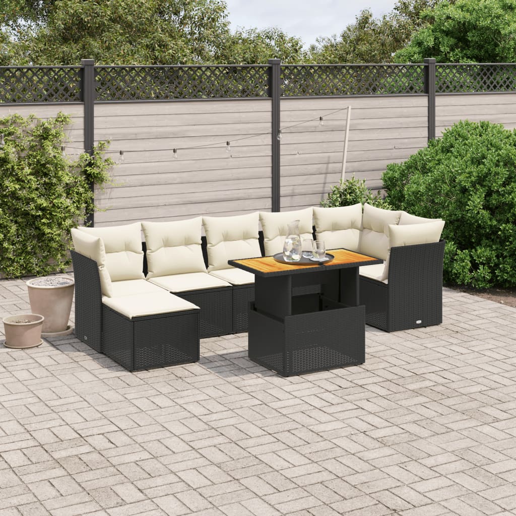 Set Canapele De Grădină Cu Perne, 8 Piese, Gri, Poliratan