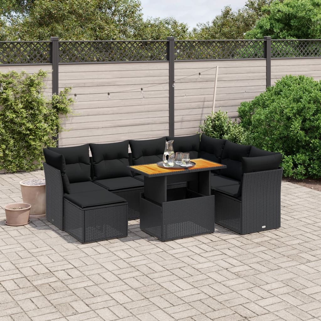 Set Canapele De Grădină Cu Perne, 8 Piese, Gri, Poliratan