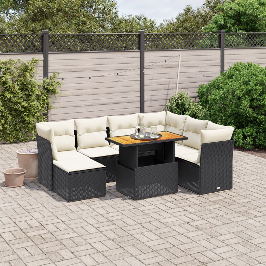 Set Canapele De Grădină Cu Perne, 8 Piese, Gri, Poliratan