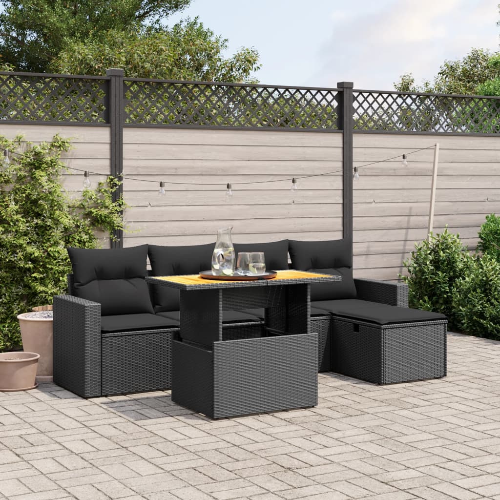 Set Mobilier Grădină Cu Perne, 6 Piese, , Poliratan