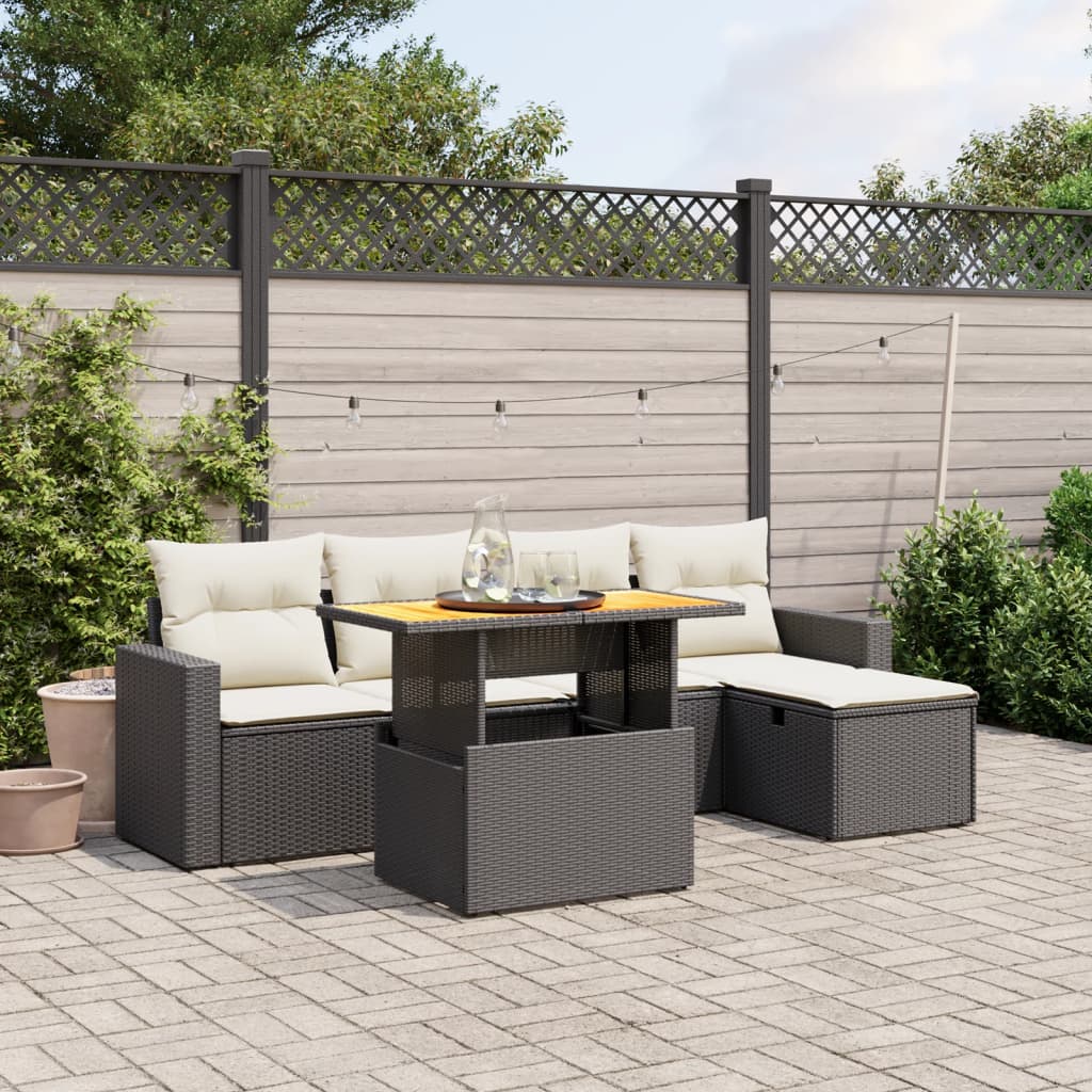Set Mobilier Grădină Cu Perne, 6 Piese, , Poliratan