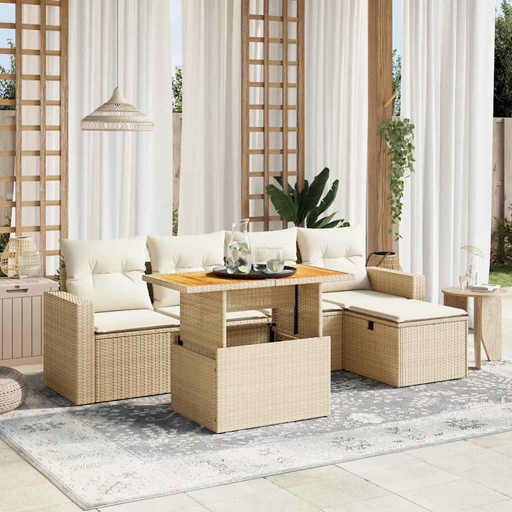 Set Mobilier Grădină Cu Perne, 6 Piese, , Poliratan