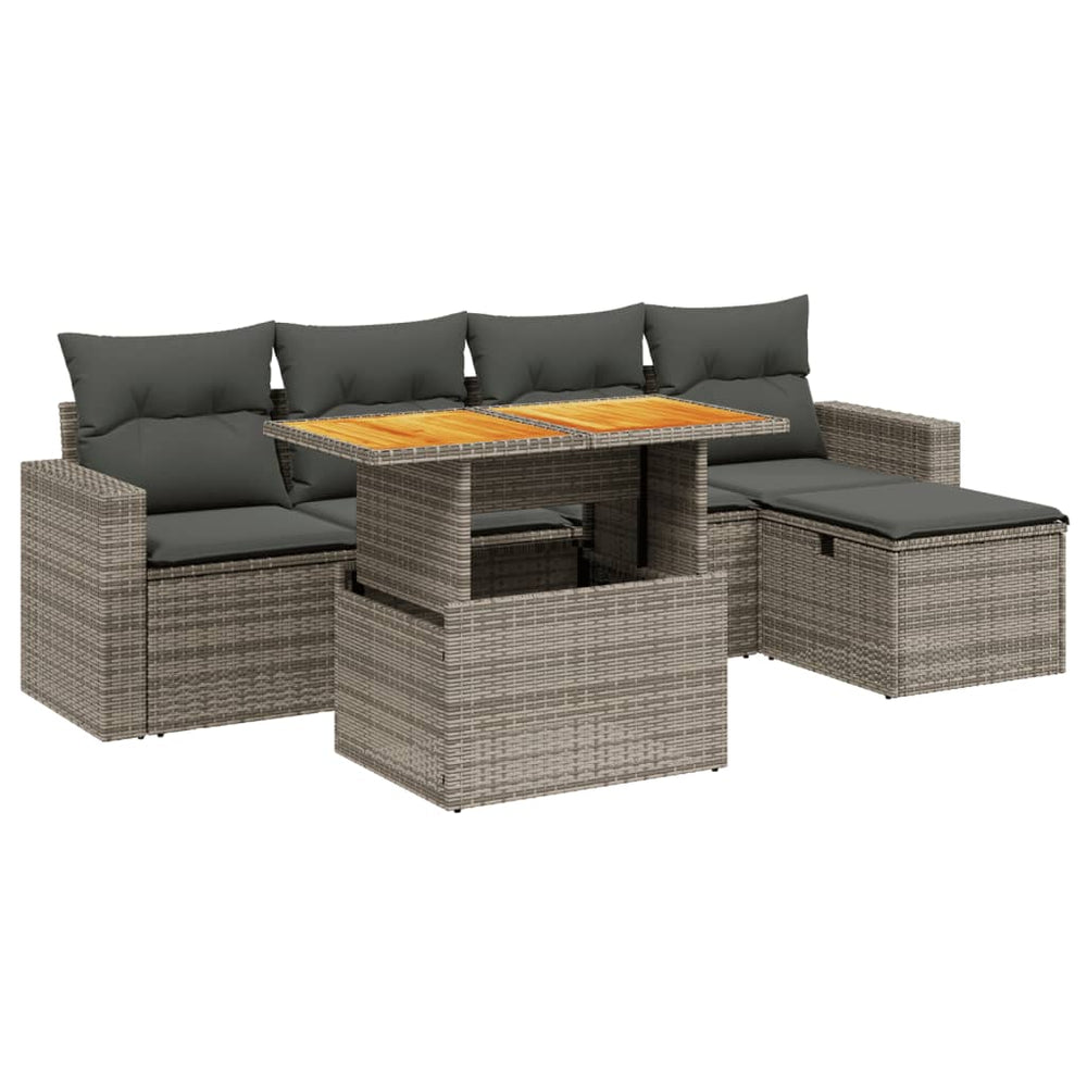 Set Mobilier Grădină Cu Perne, 6 Piese, , Poliratan