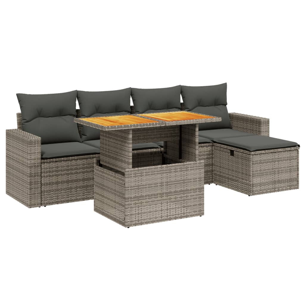 Set Mobilier Grădină Cu Perne, 6 Piese, , Poliratan