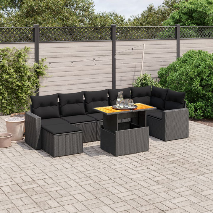 Set Canapele De Grădină Cu Perne, 8 Piese, Gri, Poliratan