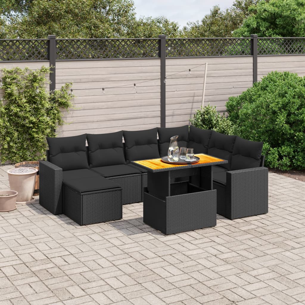 Set Canapele De Grădină Cu Perne, 8 Piese, Gri, Poliratan