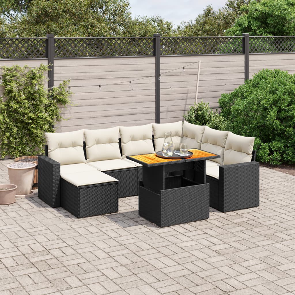 Set Canapele De Grădină Cu Perne, 8 Piese, Gri, Poliratan