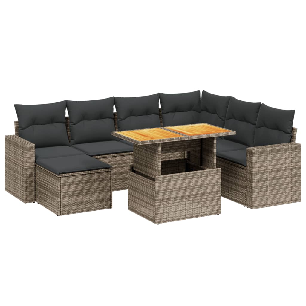 Set Canapele De Grădină Cu Perne, 8 Piese, Gri, Poliratan