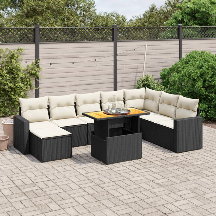 Set Canapele De Grădină, 9 Piese, Cu Perne, , Poliratan