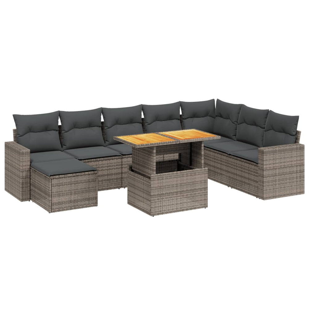 Set Canapele De Grădină, 9 Piese, Cu Perne, , Poliratan