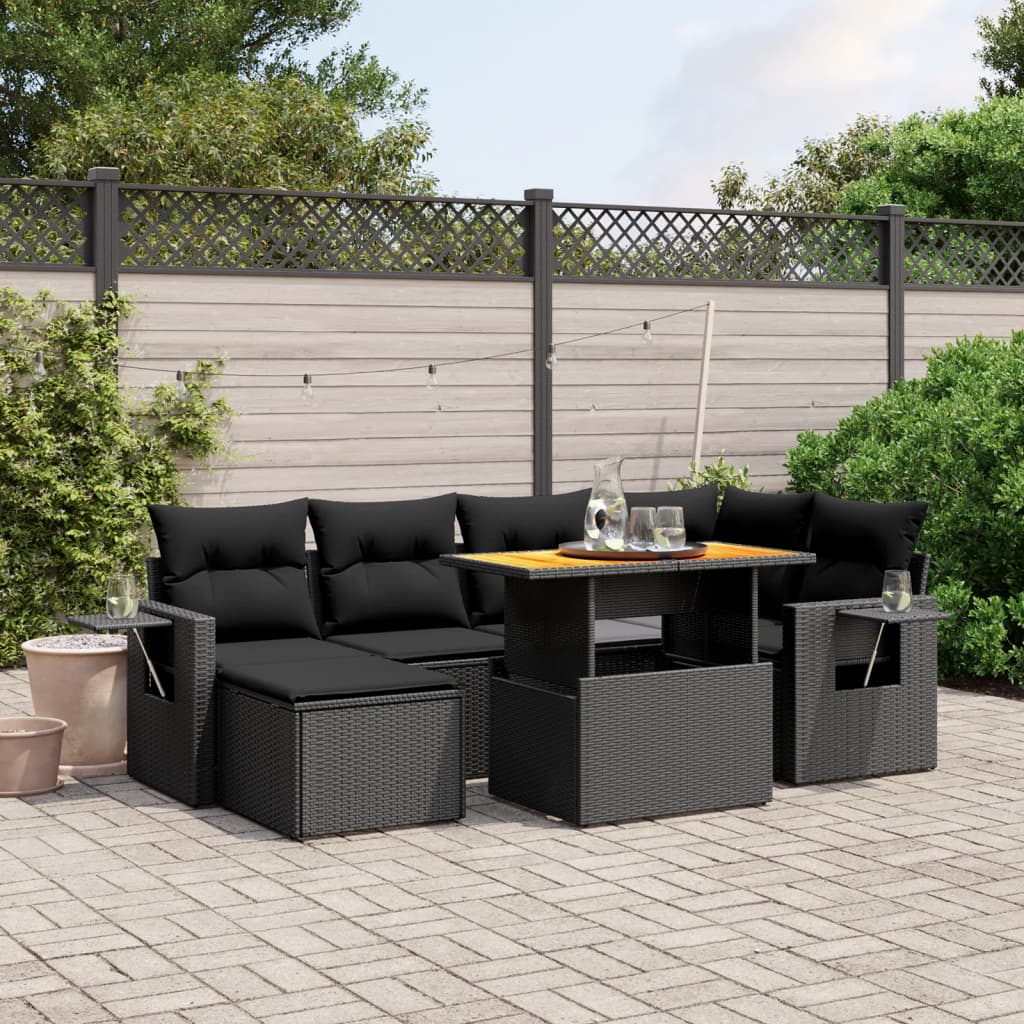 Set Canapele De Grădină, 7 Piese, Cu Perne, , Poliratan