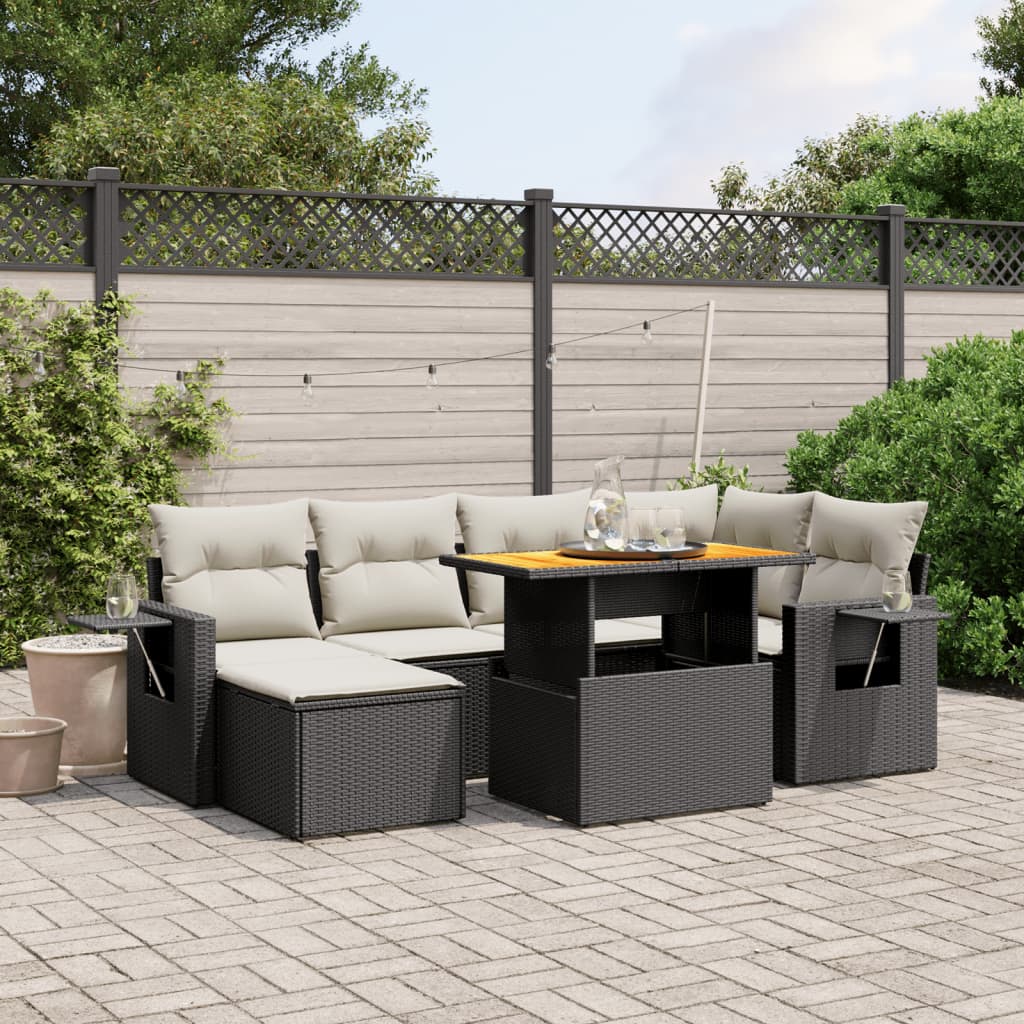 Set Canapele De Grădină, 7 Piese, Cu Perne, , Poliratan