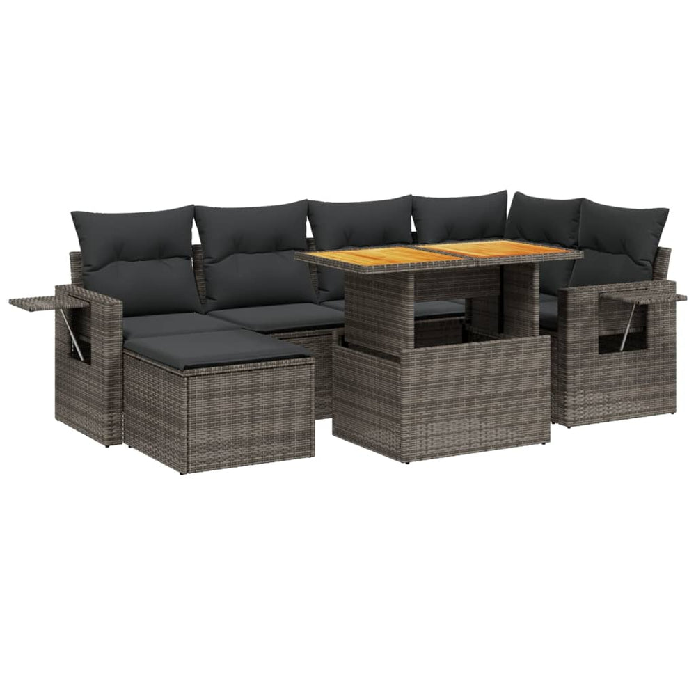 Set Canapele De Grădină, 7 Piese, Cu Perne, , Poliratan