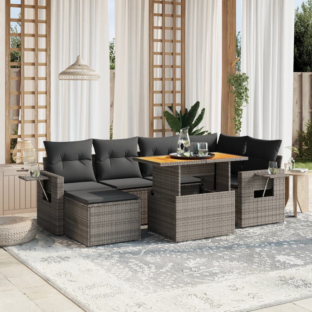 Set Canapele De Grădină, 7 Piese, Cu Perne, , Poliratan