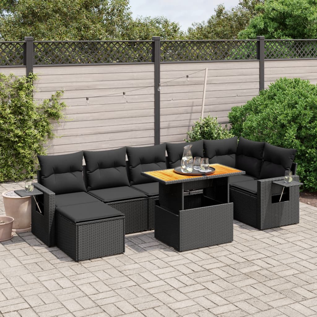 Set Canapele De Grădină Cu Perne, 8 Piese, Gri, Poliratan