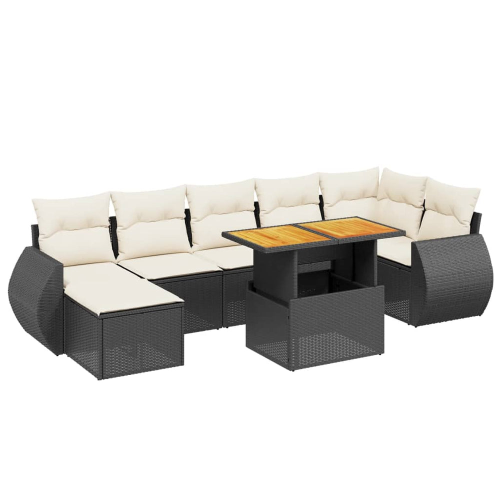 Set Mobilier De Grădină Cu Perne, 8 Piese, Negru, Poliratan