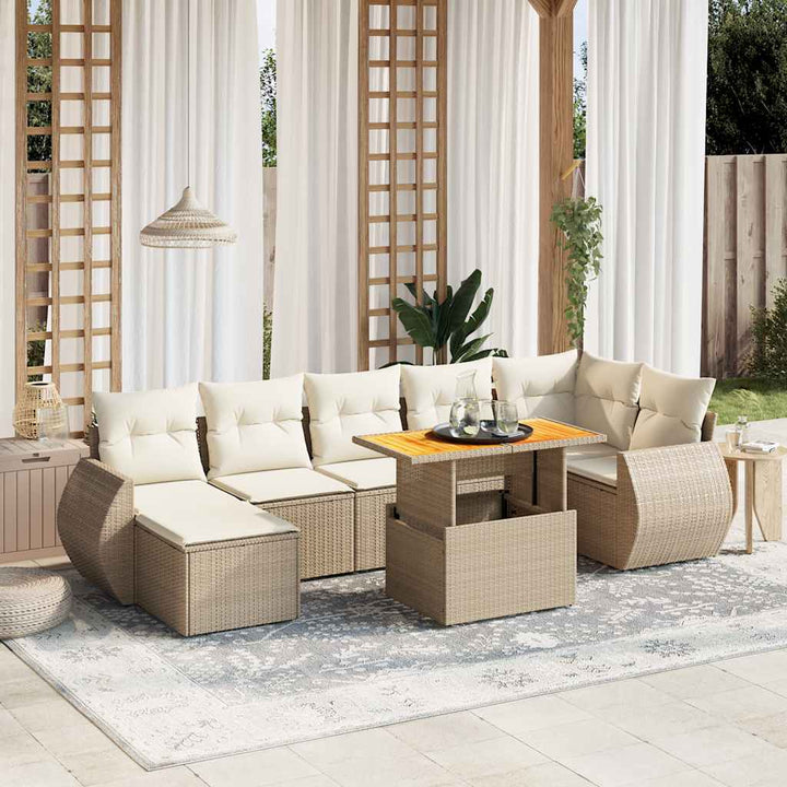 Set Mobilier De Grădină Cu Perne, 8 Piese, Negru, Poliratan