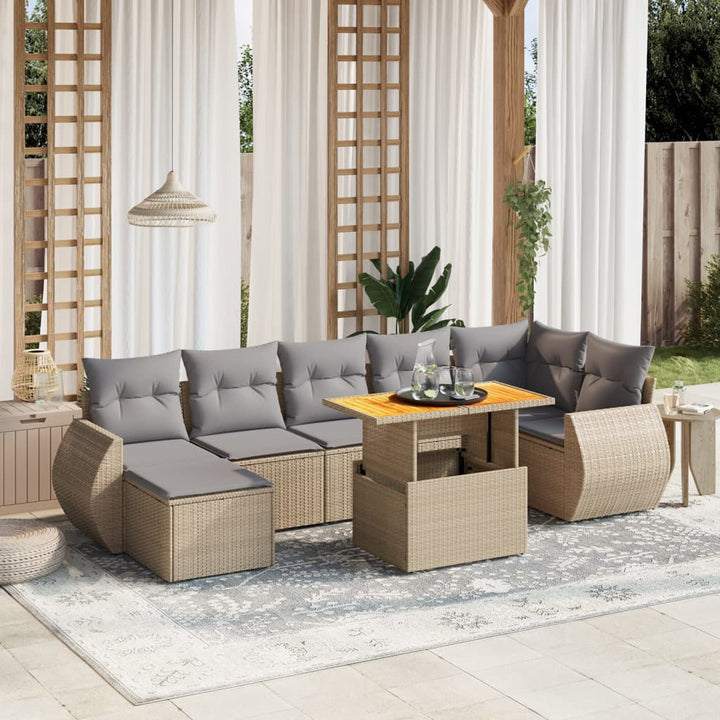 Set Mobilier De Grădină Cu Perne, 8 Piese, Negru, Poliratan