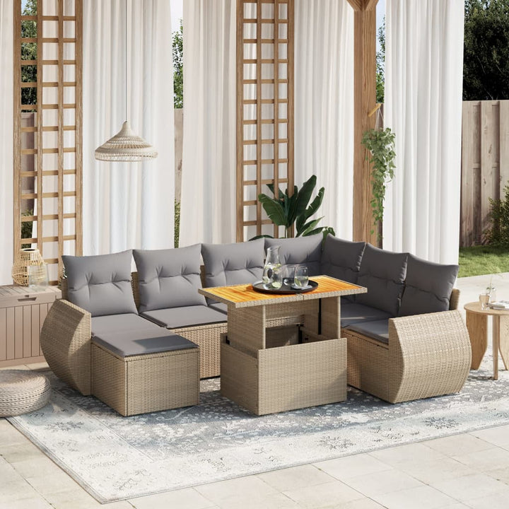 Set Mobilier De Grădină Cu Perne, 8 Piese, Negru, Poliratan