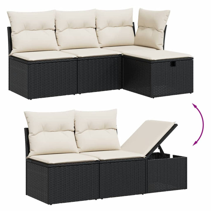Set Mobilier De Grădină Cu Perne, 6 Piese, Negru, Poliratan