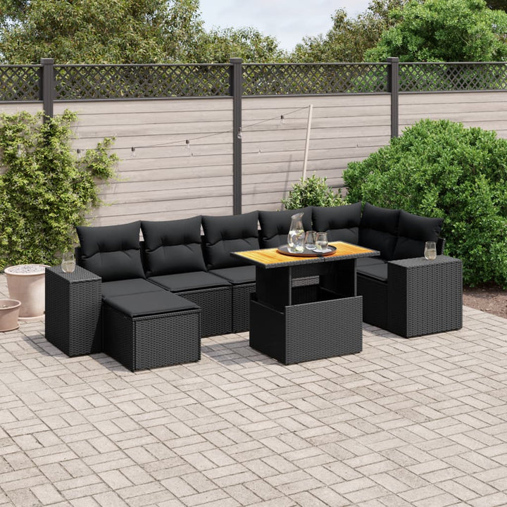 Set Mobilier De Grădină Cu Perne, 8 Piese, , Poliratan