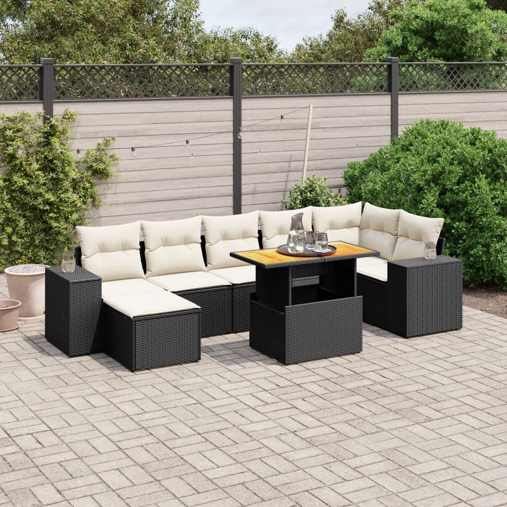Set Mobilier De Grădină Cu Perne, 8 Piese, , Poliratan