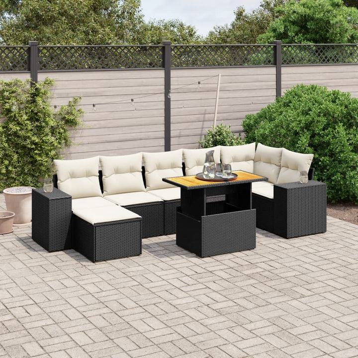 Set Mobilier De Grădină Cu Perne, 8 Piese, , Poliratan