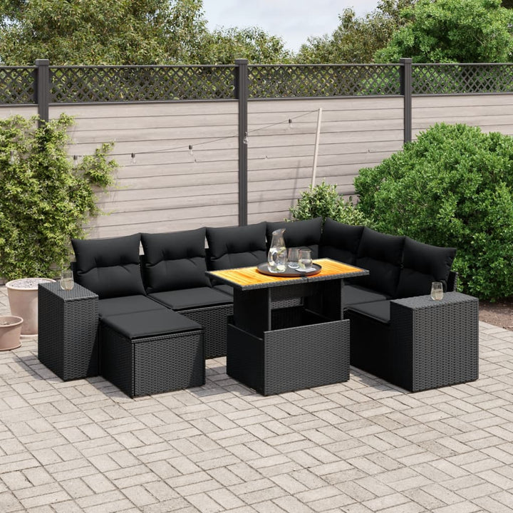 Set Mobilier De Grădină Cu Perne, 8 Piese, , Poliratan