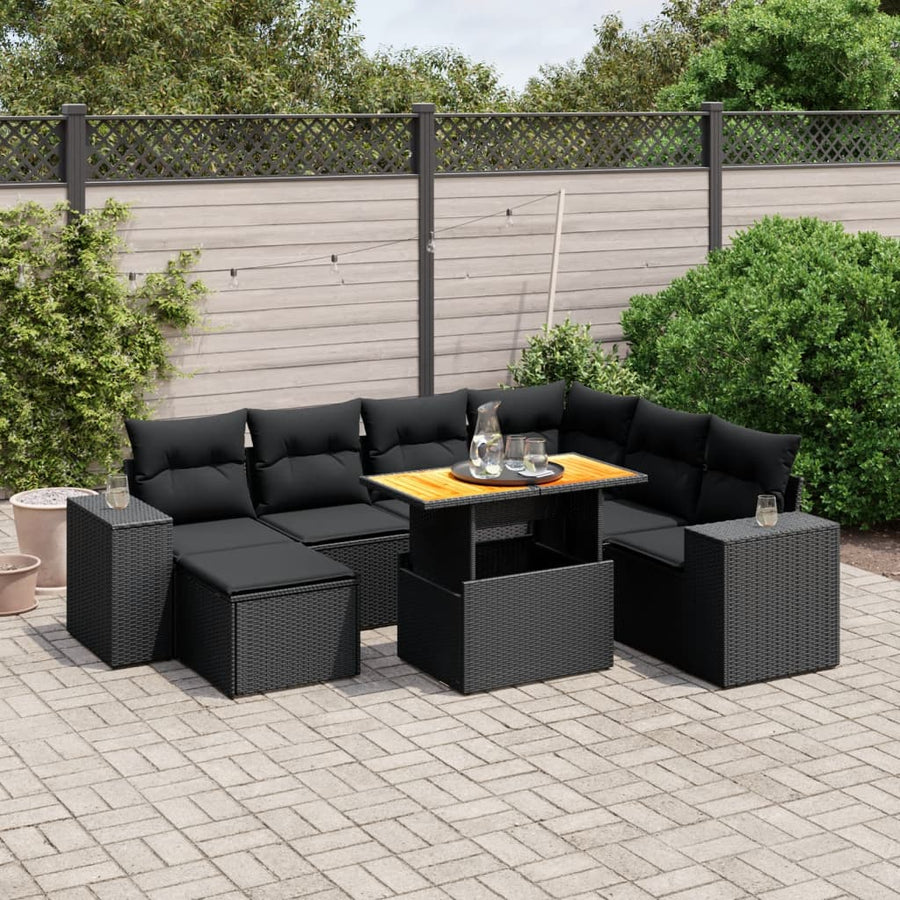 Set Mobilier De Grădină Cu Perne, 8 Piese, , Poliratan