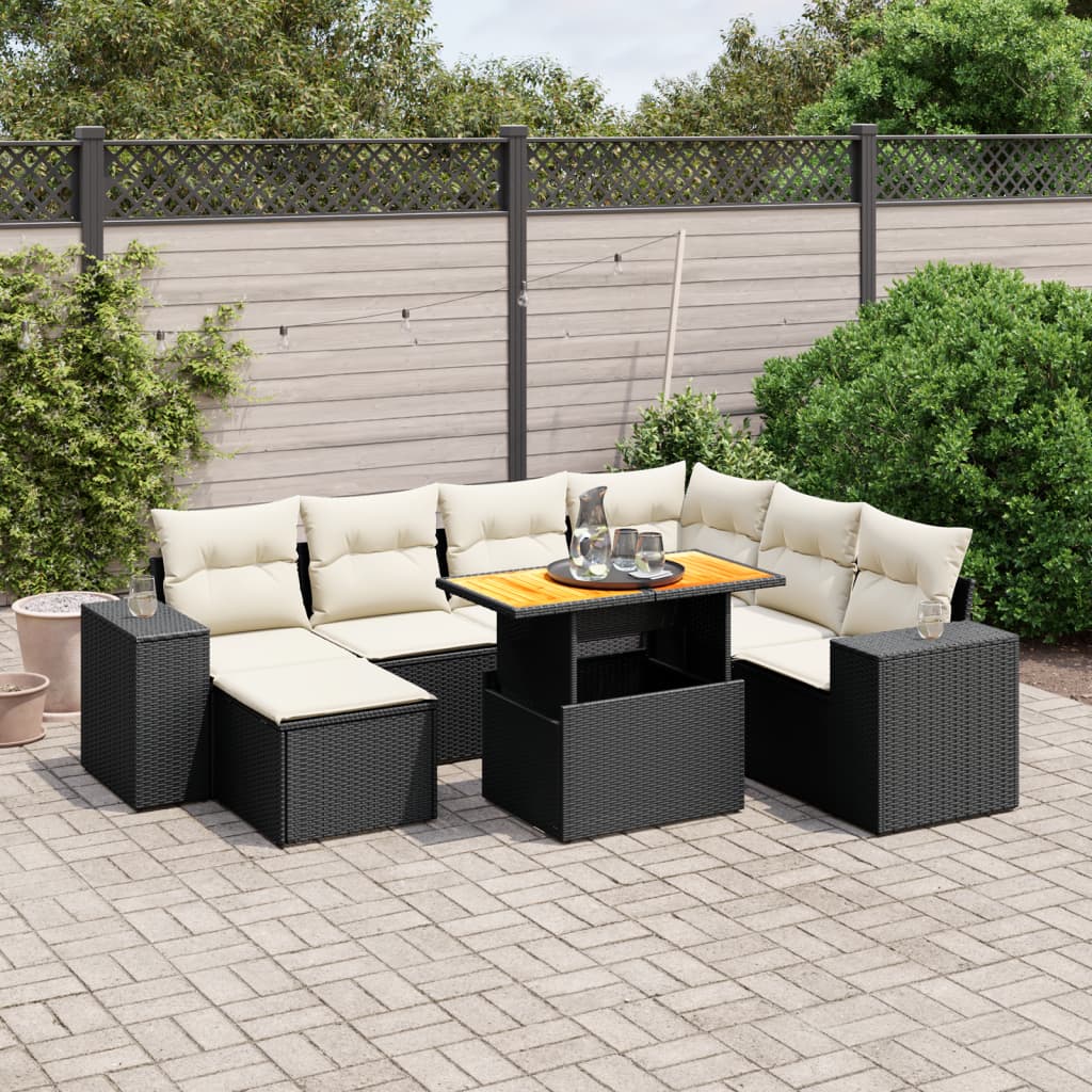 Set Mobilier De Grădină Cu Perne, 8 Piese, , Poliratan