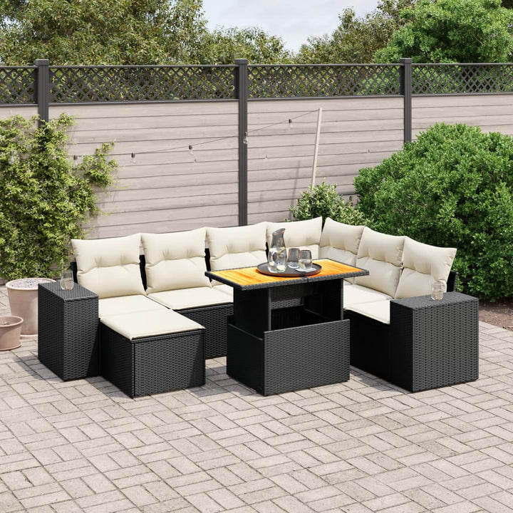 Set Mobilier De Grădină Cu Perne, 8 Piese, , Poliratan
