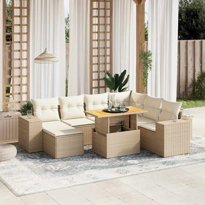 Set Mobilier De Grădină Cu Perne, 8 Piese, , Poliratan