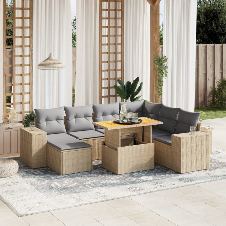 Set Mobilier De Grădină Cu Perne, 8 Piese, , Poliratan