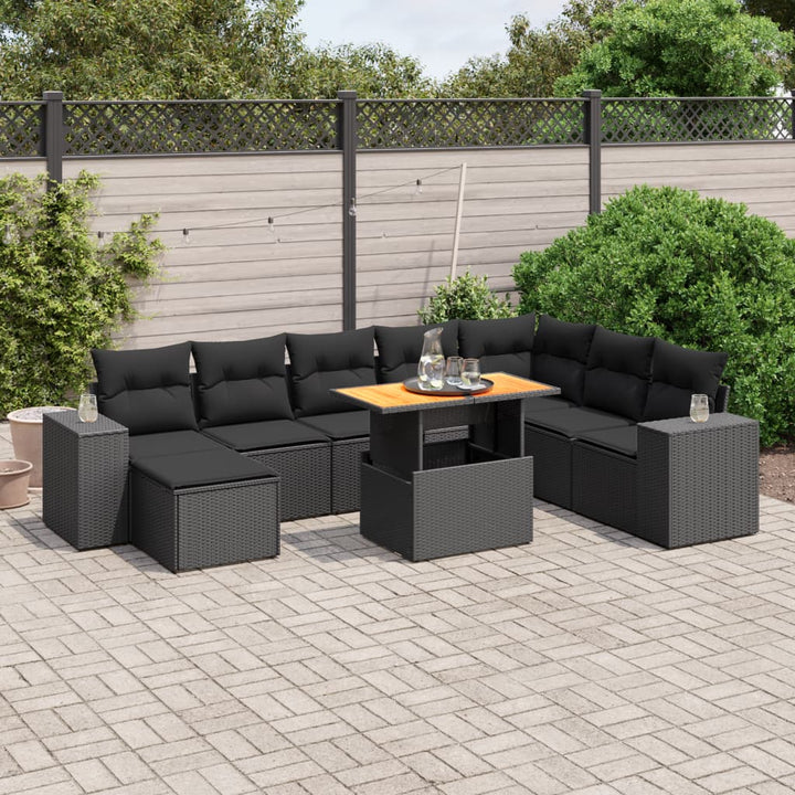 Set Canapele De Grădină, 9 Piese, Cu Perne, , Poliratan