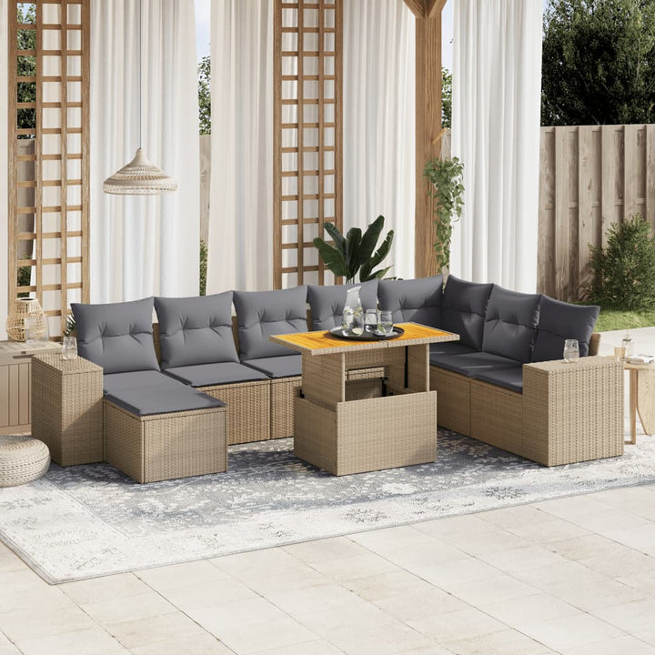 Set Canapele De Grădină, 9 Piese, Cu Perne, , Poliratan