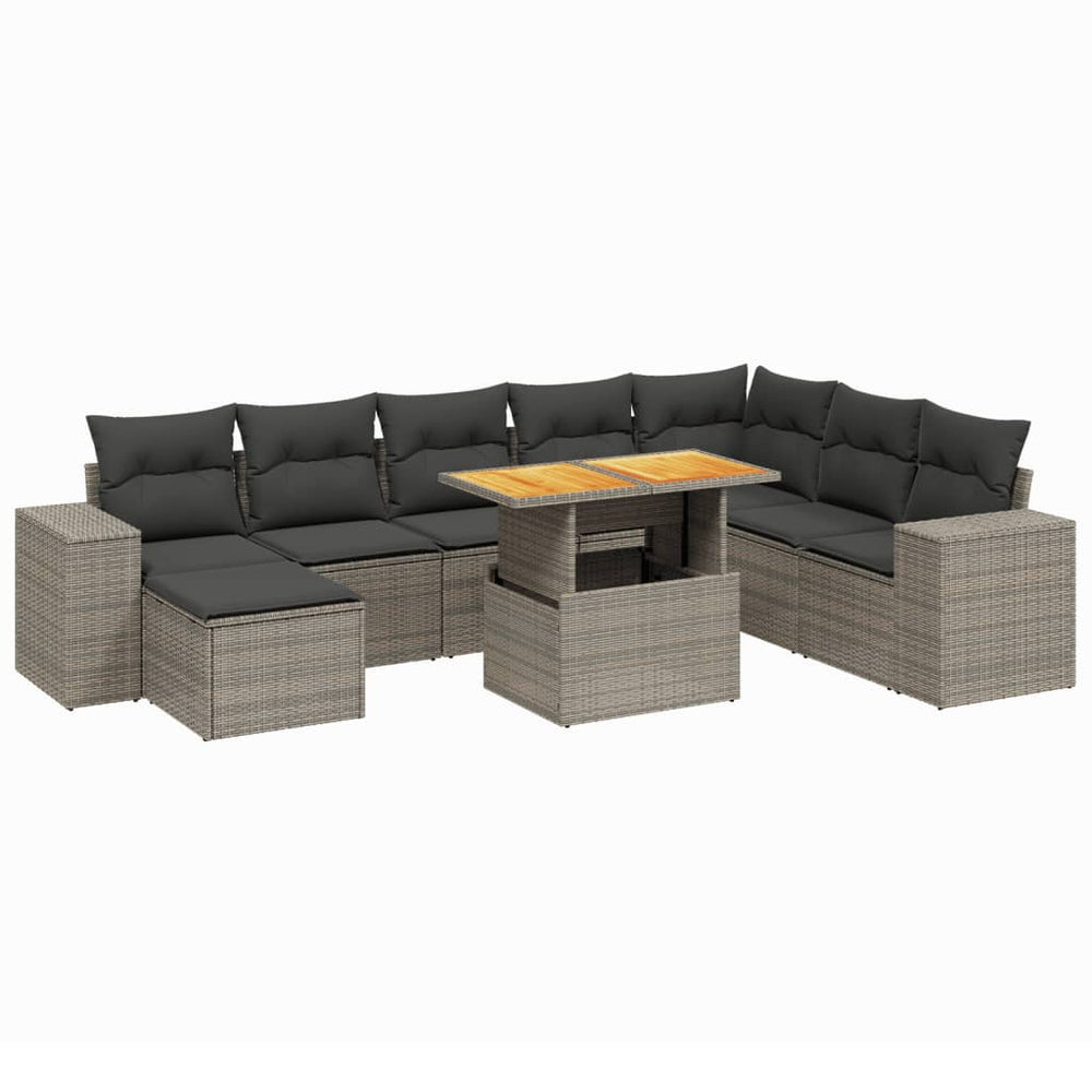 Set Canapele De Grădină, 9 Piese, Cu Perne, , Poliratan