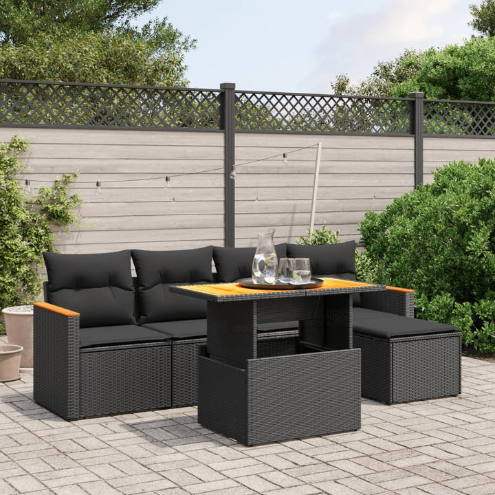 Set Mobilier Grădină Cu Perne, 6 Piese, , Poliratan