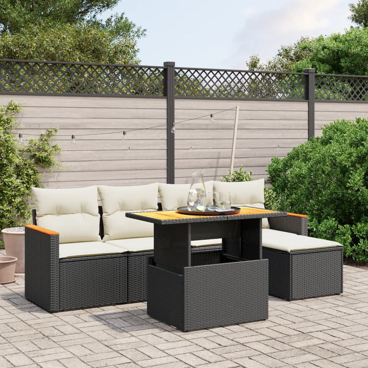 Set Mobilier Grădină Cu Perne, 6 Piese, , Poliratan