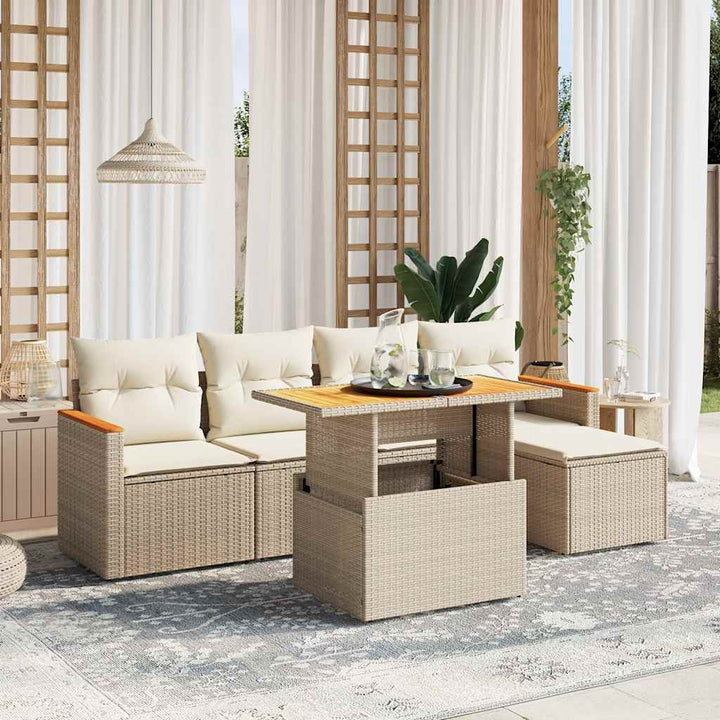Set Mobilier Grădină Cu Perne, 6 Piese, , Poliratan