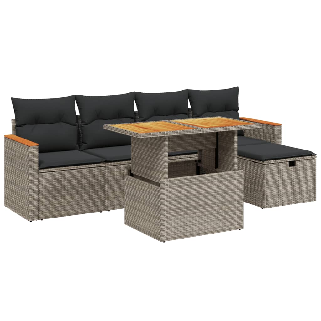 Set Mobilier Grădină Cu Perne, 6 Piese, , Poliratan
