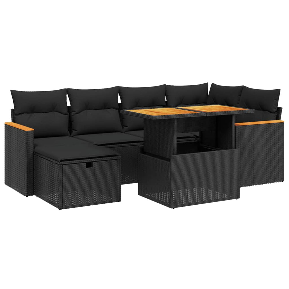 Set Canapele De Grădină Cu Perne, 7 Piese, , Poliratan